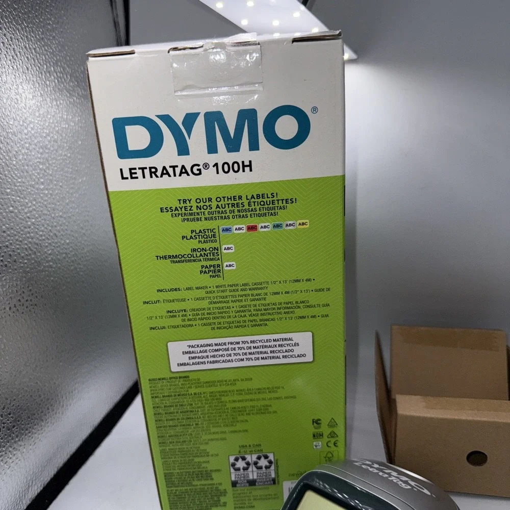 DYMO Portable Printer Handheld Label Maker Black Silver Letratag 100H+ New